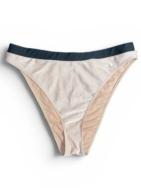 High Waisted Pink Bikini Bottoms with Black Waistband